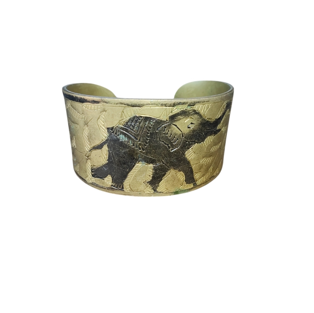 Vintage brass elephant bracelet